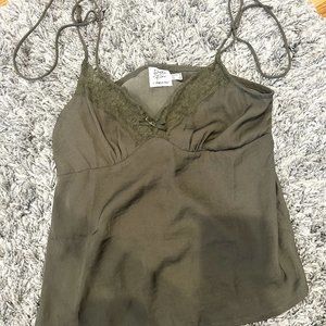 Princess Polly Satin Silky Olive Green Top